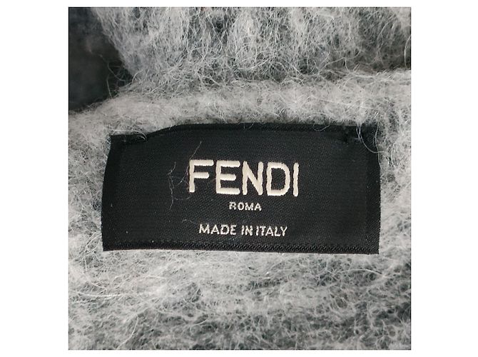 Fendi Shaggy-Stola Grau Braun - Ansicht 3