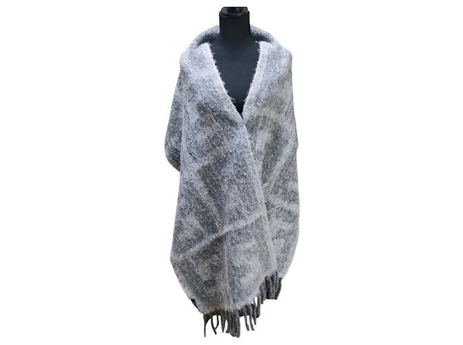 Fendi Shaggy-Stola Grau Braun - Ansicht 8