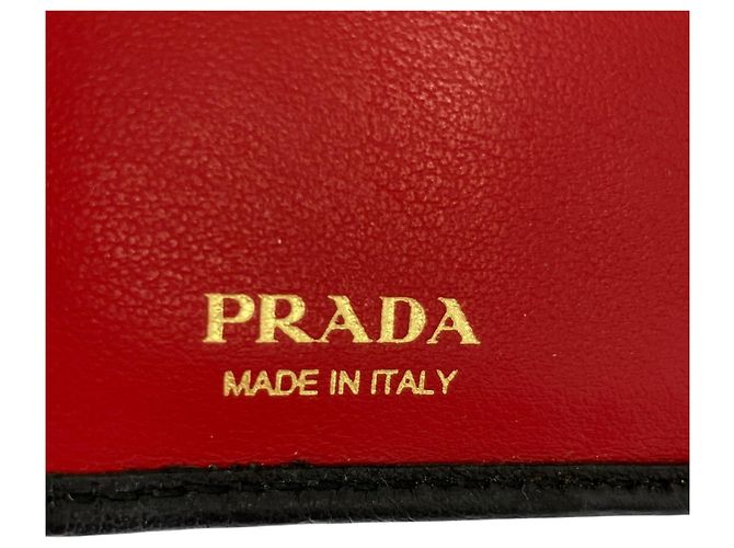 Cartera compacta bi-fold de piel con placa de logo Prada Negro - vista 12