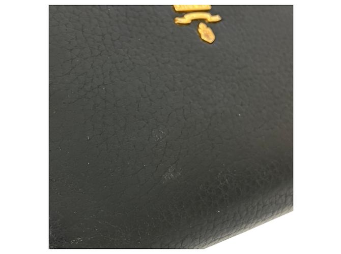 Cartera compacta bi-fold de piel con placa de logo Prada Negro - vista 15
