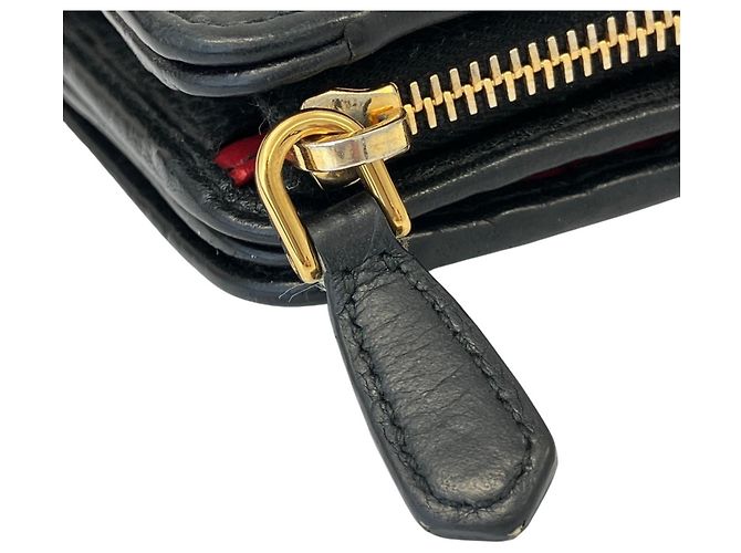 Cartera compacta bi-fold de piel con placa de logo Prada Negro - vista 16