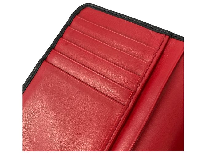 Cartera compacta bi-fold de piel con placa de logo Prada Negro - vista 5