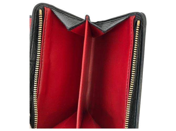 Cartera compacta bi-fold de piel con placa de logo Prada Negro - vista 8