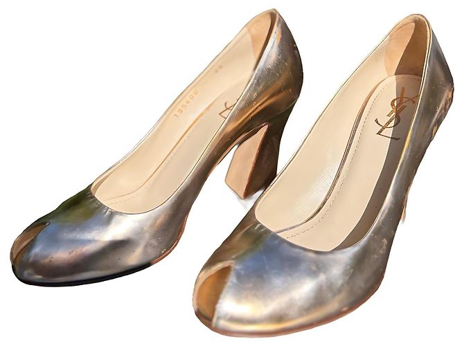 Décolleté Yves Saint Laurent dorate open-toe D'oro - vista 2