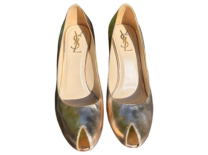 Décolleté Yves Saint Laurent dorate open-toe D'oro - vista 3
