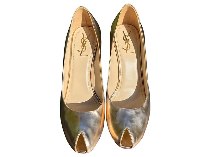 Décolleté Yves Saint Laurent dorate open-toe D'oro - vista 5
