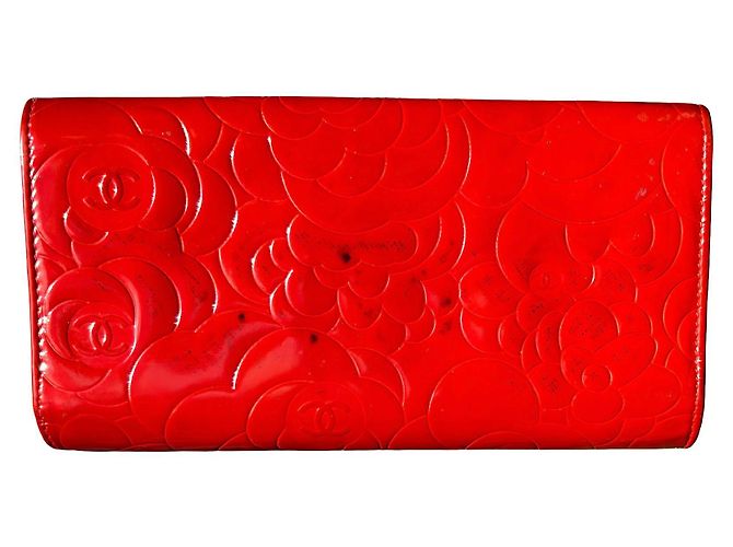 Chanel Camélia Cartera Cuero Charol Rojo Roja - vista 2