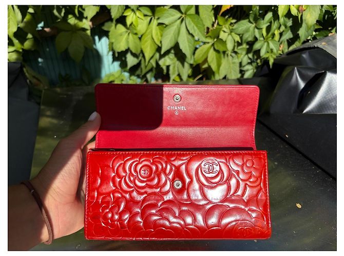 Chanel Camélia Cartera Cuero Charol Rojo Roja - vista 4
