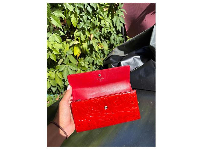 Chanel Camélia Cartera Cuero Charol Rojo Roja - vista 6