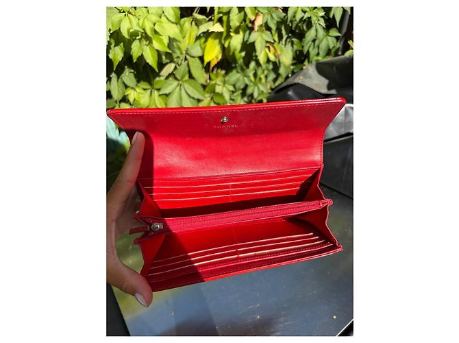Chanel Camélia Cartera Cuero Charol Rojo Roja - vista 7