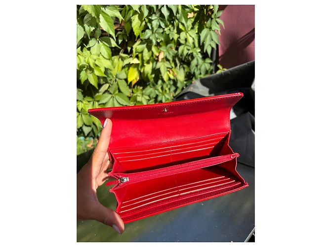 Chanel Camélia Cartera Cuero Charol Rojo Roja - vista 8