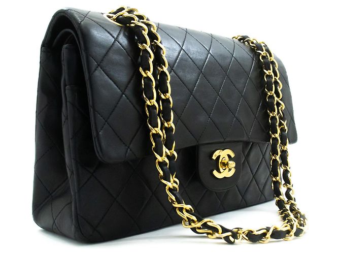 Chanel Classic Flap Lambskin Medium Nero - vista 3