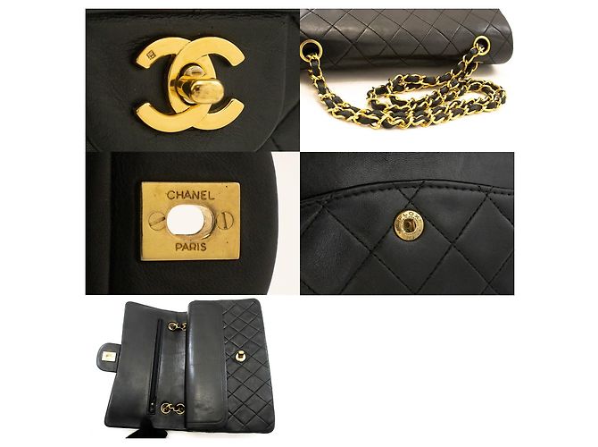 Chanel Classic Flap Lambskin Medium Nero - vista 7