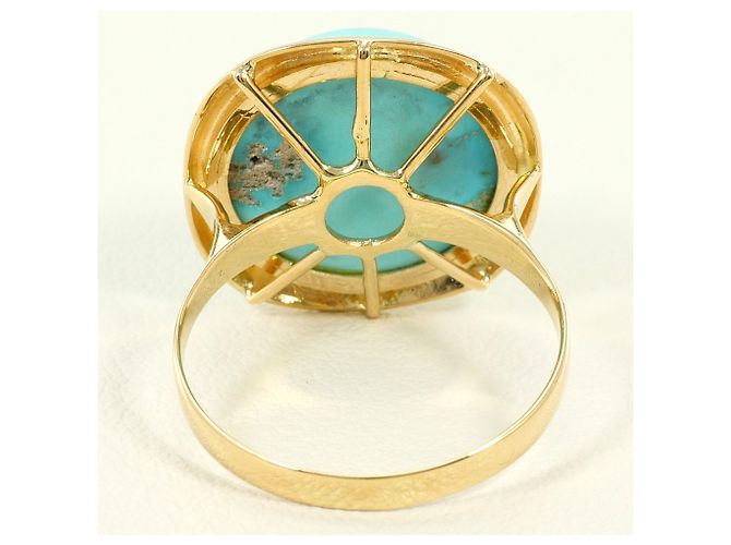 Autre Marque Goldring Gelbgold mit Türkisstein Golden - Ansicht 3