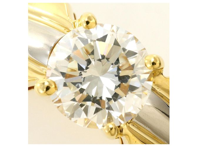Autre Marque Anello fede in platino PT900 e oro giallo 18K con diamante D'oro - vista 2
