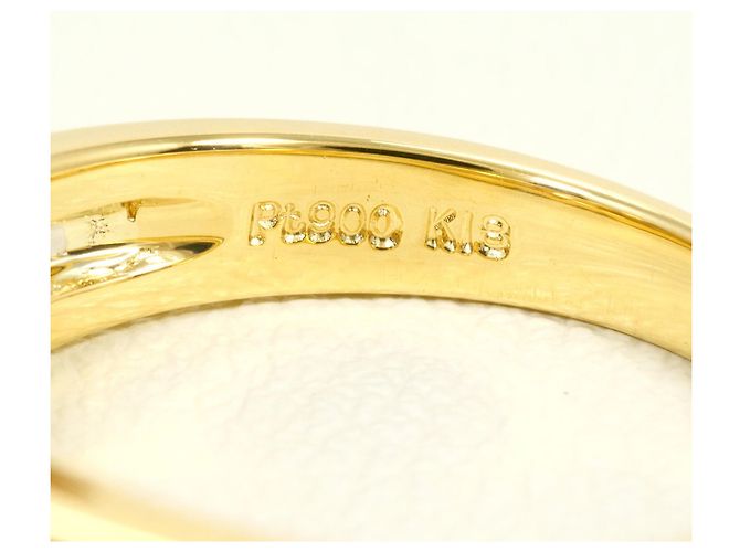 Autre Marque Anello fede in platino PT900 e oro giallo 18K con diamante D'oro - vista 5