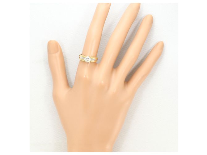 Autre Marque Anello fede in platino PT900 e oro giallo 18K con diamante D'oro - vista 7