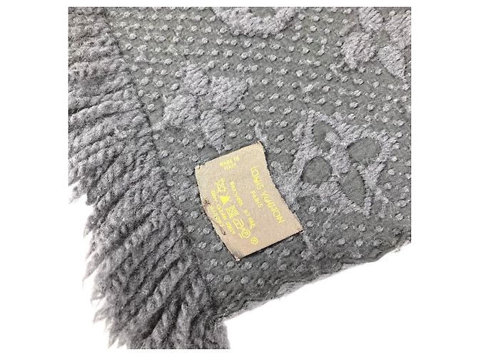 Stola Louis Vuitton in lana e seta grigio scuro Grigio antracite - vista 3