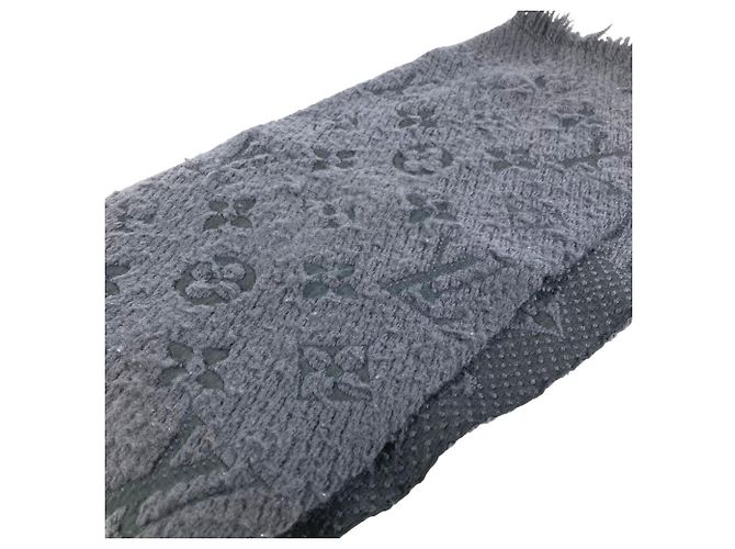 Stola Louis Vuitton in lana e seta grigio scuro Grigio antracite - vista 5