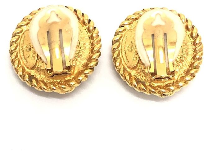 Orecchini a clip Chanel Vintage CC Coco Mark Logo D'oro - vista 2
