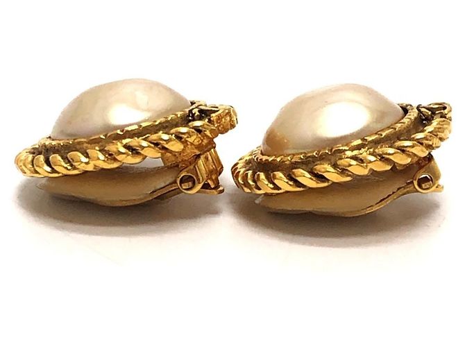 Orecchini a clip Chanel Vintage CC Coco Mark Logo D'oro - vista 3
