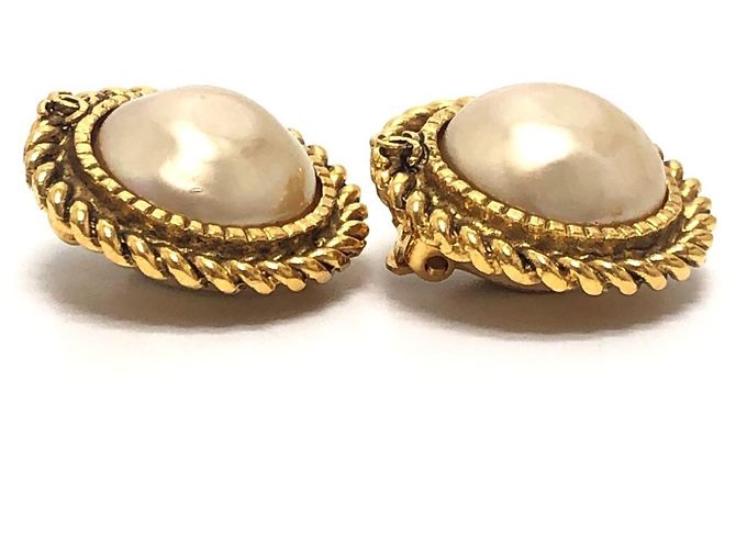 Orecchini a clip Chanel Vintage CC Coco Mark Logo D'oro - vista 4
