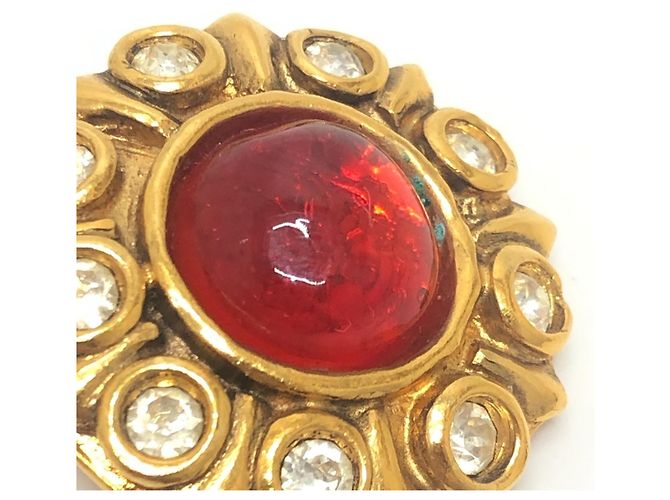 Orecchini a clip Chanel Vintage Gripoir con strass Rosso D'oro - vista 14