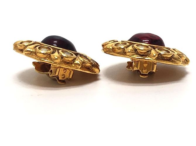 Orecchini a clip Chanel Vintage Gripoir con strass Rosso D'oro - vista 5