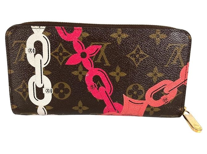 Louis Vuitton Monogram Bay Chain Print Zippy Wallet Braun Pink - Ansicht 2