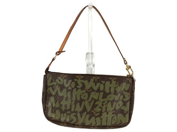 Louis Vuitton Monogram Graffiti Pochette Marrone Cachi - vista 2