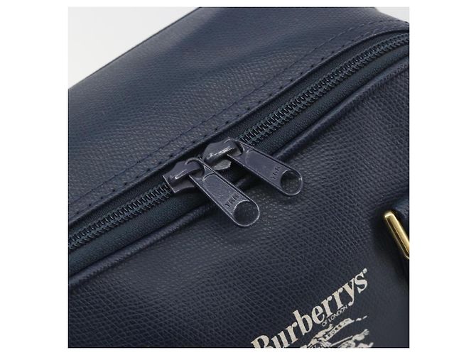 Borsa a Mano Burberrys Nova Check Pelle Canvas Navy Gold Auth 196639 D'oro Blu navy - vista 10