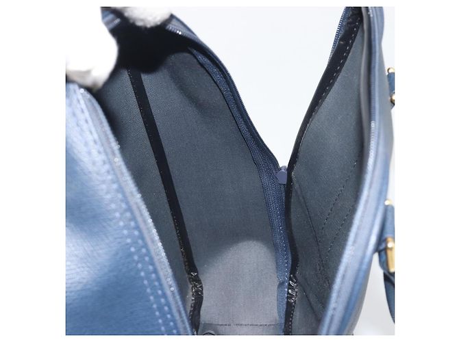 Borsa a Mano Burberrys Nova Check Pelle Canvas Navy Gold Auth 196639 D'oro Blu navy - vista 17