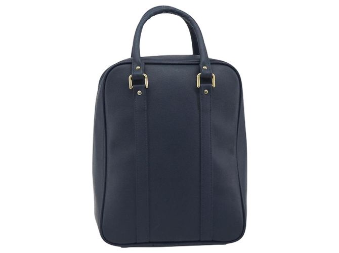 Borsa a Mano Burberrys Nova Check Pelle Canvas Navy Gold Auth 196639 D'oro Blu navy - vista 2
