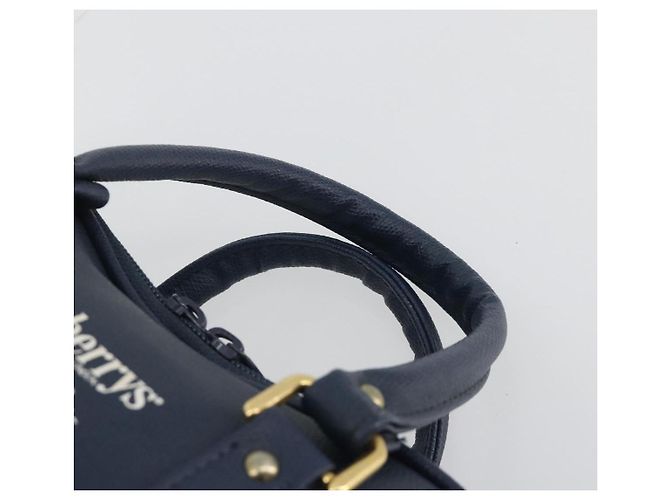 Borsa a Mano Burberrys Nova Check Pelle Canvas Navy Gold Auth 196639 D'oro Blu navy - vista 8