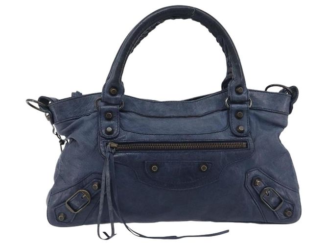 BALENCIAGA Borsa a mano The First in pelle 2way Blu 103208 Auth 197341V - vista 13