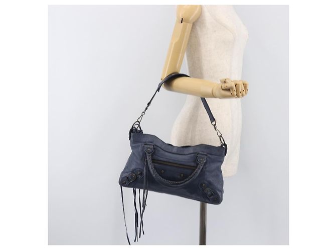BALENCIAGA Borsa a mano The First in pelle 2way Blu 103208 Auth 197341V - vista 29
