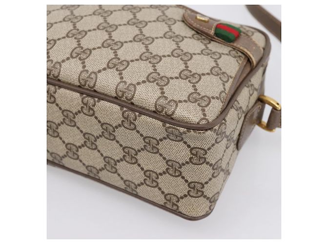 Borsa GUCCI GG Supreme Web Sherry Line PVC Beige Gold 93 02 049 Auth 199656 D'oro - vista 10