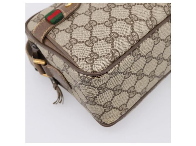 Borsa GUCCI GG Supreme Web Sherry Line PVC Beige Gold 93 02 049 Auth 199656 D'oro - vista 11