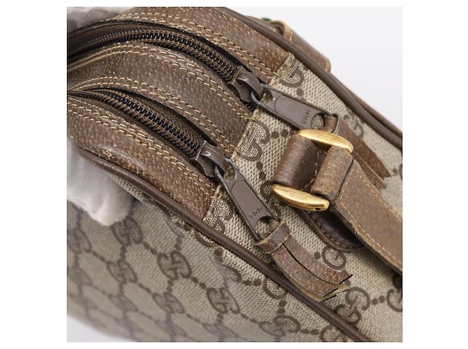 Borsa GUCCI GG Supreme Web Sherry Line PVC Beige Gold 93 02 049 Auth 199656 D'oro - vista 14