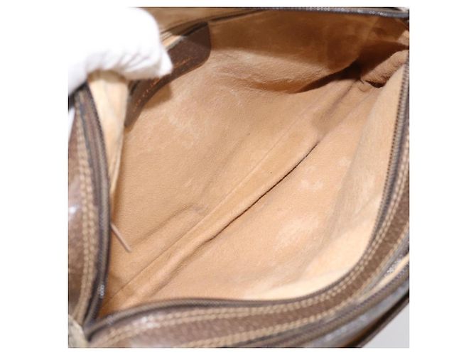 Borsa GUCCI GG Supreme Web Sherry Line PVC Beige Gold 93 02 049 Auth 199656 D'oro - vista 16