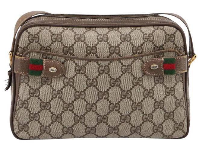 Borsa GUCCI GG Supreme Web Sherry Line PVC Beige Gold 93 02 049 Auth 199656 D'oro - vista 2