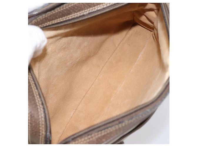 Borsa GUCCI GG Supreme Web Sherry Line PVC Beige Gold 93 02 049 Auth 199656 D'oro - vista 21