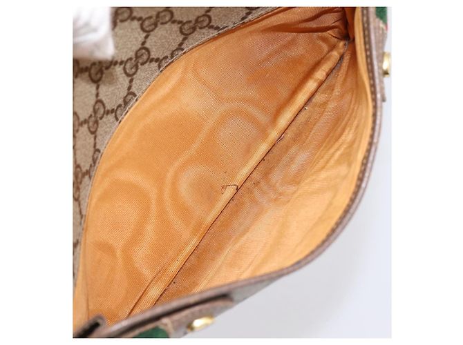 Borsa GUCCI GG Supreme Web Sherry Line PVC Beige Gold 93 02 049 Auth 199656 D'oro - vista 22