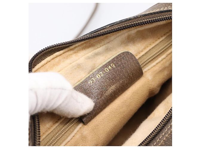 Borsa GUCCI GG Supreme Web Sherry Line PVC Beige Gold 93 02 049 Auth 199656 D'oro - vista 23