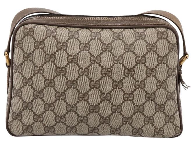 Borsa GUCCI GG Supreme Web Sherry Line PVC Beige Gold 93 02 049 Auth 199656 D'oro - vista 3
