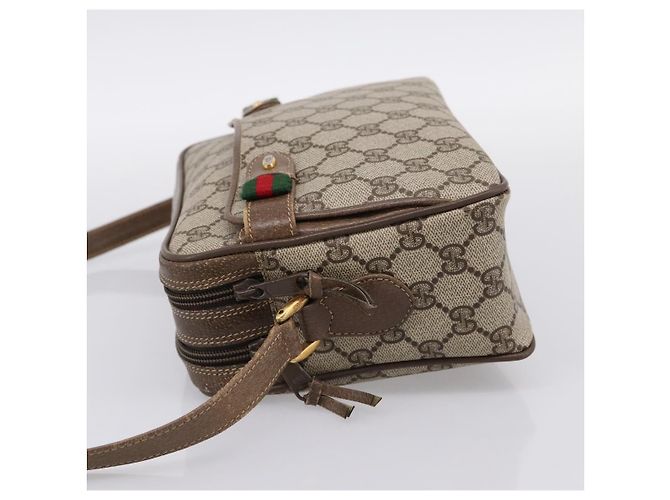 Borsa GUCCI GG Supreme Web Sherry Line PVC Beige Gold 93 02 049 Auth 199656 D'oro - vista 4