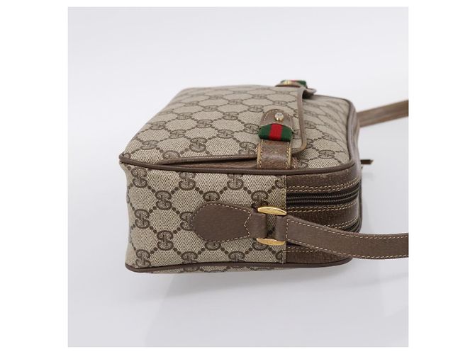 Borsa GUCCI GG Supreme Web Sherry Line PVC Beige Gold 93 02 049 Auth 199656 D'oro - vista 5