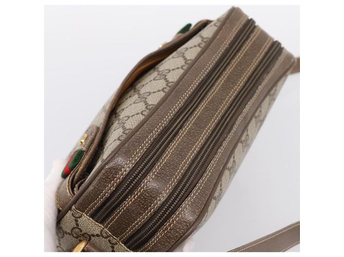 Borsa GUCCI GG Supreme Web Sherry Line PVC Beige Gold 93 02 049 Auth 199656 D'oro - vista 6