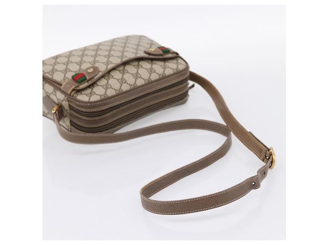 Borsa GUCCI GG Supreme Web Sherry Line PVC Beige Gold 93 02 049 Auth 199656 D'oro - vista 7