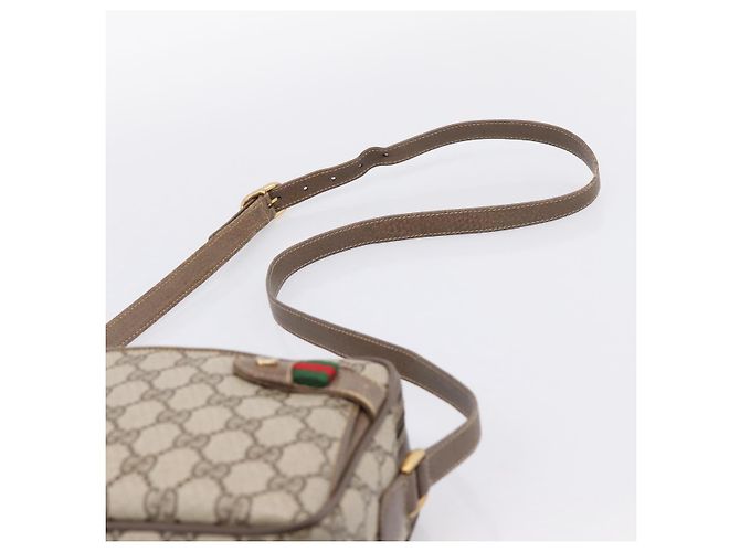 Borsa GUCCI GG Supreme Web Sherry Line PVC Beige Gold 93 02 049 Auth 199656 D'oro - vista 8